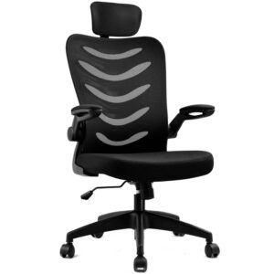 ComHoma Ergonomic High Back Adjustable Executive Office Chair with Headrest and Flip-up Armrests, Black