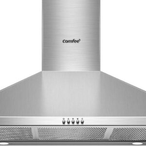 Comfee 36" Ductless/Ducted, Convertible, Pyramid Range Hood, Stainless Steel, CVP36W4AST