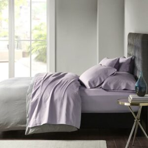 Madison Park 7-Piece 800 Thread Count Cotton Blend Sateen Sheet Set, Split King - Purple