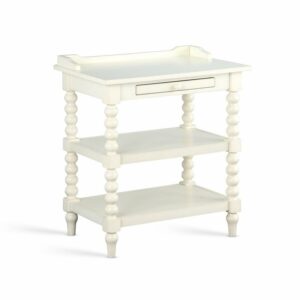 Comfort Pointe Averly Antique White Wood Turned Leg Storage Nightstand