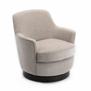 Comfort Pointe Reese Oatmeal Beige Fabric Wood Base Swivel Accent Chair