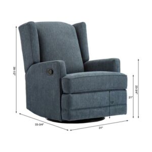 Comfort Pointe Serelda Blue Chenille Wingback Swivel Glider Recliner
