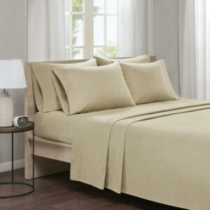 Comfort Spaces Queen Sheet Set, Flannel Bed Sheets Queen, 100% Cotton Bed Sheets Set with Deep Pocket, 4-Piece