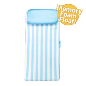 Comfy Floats Roll-up Pool Float Sun Bed with Pillow, Blue White, Adult, Unisex