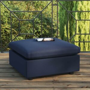 Commix Overstuffed Outdoor Patio Ottoman Navy