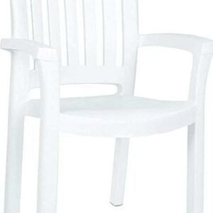 Compamia Sunshine Transitional Resin Patio Dining Arm Chair in White