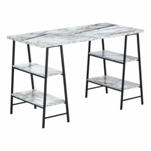 Monarch Specialties Computer Desk, Home Office, Laptop, 48"L, Work, White Marble Look Laminate