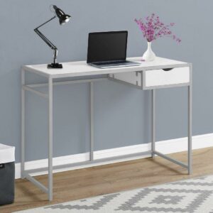 Computer Desk - 1 Storage Drawer / Metal Frame - 42"L - White / Silver