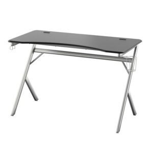 Twin Star Home Computer Gaming Desk with USB Charging Ports in Black