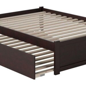 Concord Full Platform Bed with Flat Panel Foot Board and Full Size Urban Trundle Bed in Espresso