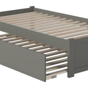 Concord Platform Bed with Flat Panel Foot Board and Twin Size Urban Trundle Bed, Multiple Colors, Multiple Sizes