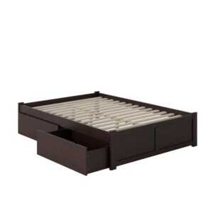 Concord Platform Bed with Flat Panel Foot Board and 2 Urban Bed Drawers, Multiple Colors, Multiple Sizes