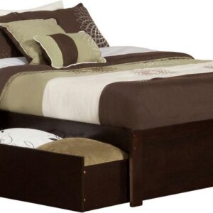 Concord Platform Bed with Flat Panel Foot Board and 2 Urban Bed Drawers, Multiple Colors, Multiple Sizes
