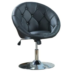 Contemporary Black Faux Leather Swivel Accent Chair