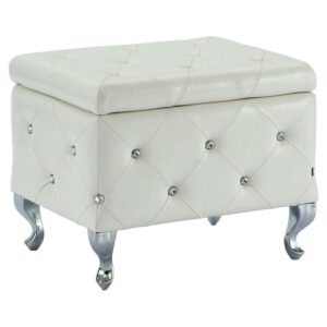 Contemporary Faux Leather & Metal Square Storage Ottoman