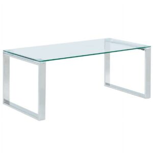 Contemporary Stainless Steel and Glass Coffee Table Silver