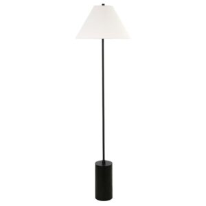 Evelyn&Zoe Somerset 64" Tall Floor Lamp with Empire Fabric Shade, Blackened Bronze/White