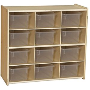 Contender 12-Cubby Storage Unit with Clear Tubs, 12 Compartment Storage Organizer with Daycare Shelves