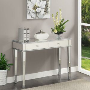 Convenience Concepts Gold Coast Deluxe 2 Drawer Mirrored Desk/Console Table