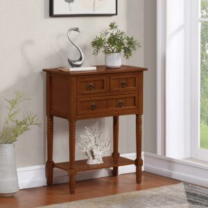 Convenience Concepts Kendra 3 Drawer Hall Table with Shelf, Cherry
