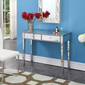 Convenience Concepts Gold Coast 30" Mirrored 2 Drawer Console Table, Antique Silver/Mirror, All Ages