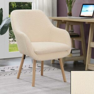 Convenience Concepts Take a Seat Charlotte Wingback Sherpa Accent Armchair, Sherpa Creme, All Ages