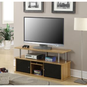 Convenience Concepts Designs2Go TV Stand w/ 3 Storage Cabinets & Shelf for TVs up to 55", Light Oak