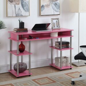 Convenience Concepts Designs2Go No Tools Student Desk in Pink Wood Finish