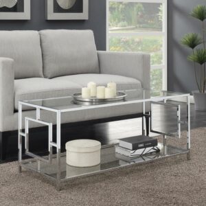 Convenience Concepts Town Square Chrome Coffee Table-Finish:Glass/Chrome