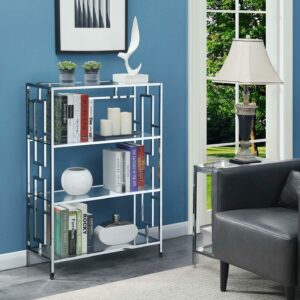 Convenience Concepts Town Square Chrome 4 Tier Bookcase, Glass/Chrome