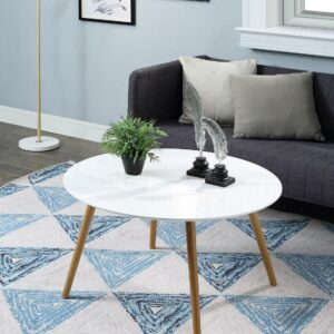 Convenience Concepts Oslo Round Coffee Table, Glossy White