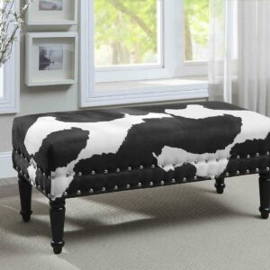 Convenience Concepts Designs4Comfort Cow Print Bench with Nailheads
