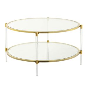 Convenience Concepts Royal Crest Acrylic Glass Coffee Table, Clear/Gold