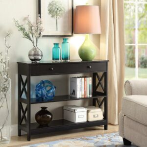 Convenience Concepts Oxford 1-Drawer Console Table, Black Wood finish