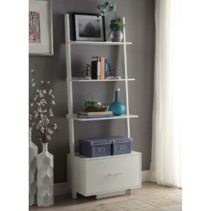 Convenience Concepts American Heritage Ladder Bookcase with File Drawer, White