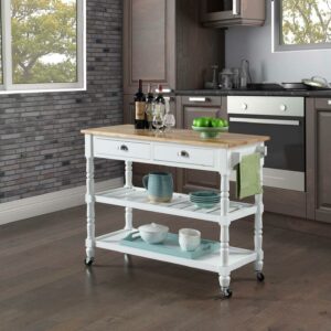 Convenience Concepts French Country 3 Tier Butcher Block Kitchen Cart with Drawers, Multiple Finishes