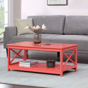 Convenience Concepts Oxford Coffee Table with Shelf, Coral