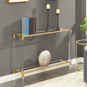 Convenience Concepts Royal Crest 2 Tier Acrylic Glass Console Table, Gold/Glass