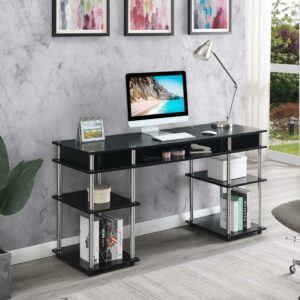 Convenience Concepts Designs2Go No Tools 60-inch Deluxe Student Desk with Shelves, Black, All Ages