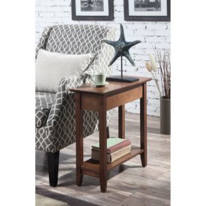 Convenience Concepts American Heritage 24 in. Tall Flip Top End Table, Walnut (Tabletop)
