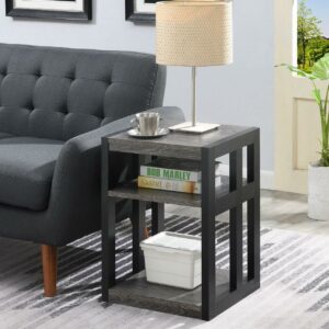Convenience Concepts Monterey End Table with Shelves, Weathered Gray/Black