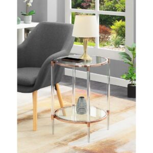 Convenience Concepts Royal Crest 2 Tier Acrylic Glass End Table, Rose Gold/Glass