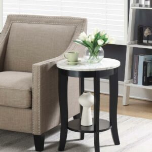 Convenience Concepts American Heritage Round End Table in Black Wood Finish