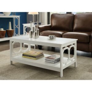 Convenience Concepts Omega Coffee Table with Shelf, White
