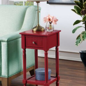 Convenience Concepts French Country Khloe 1 Drawer Accent Table with Shelf, Cranberry Red