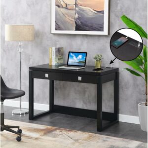 Convenience Concepts Newport 30.75 in. Tall 2 Drawer Desk with Charging Station, Espresso/Black