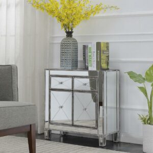 Convenience Concepts Gold Coast Vineyard 2 Drawer Mirrored Hall Table, Weathered Gray
