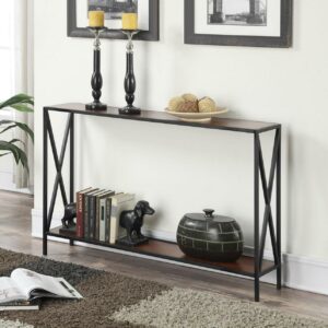 Convenience Concepts Tucson Console Table with Shelf, Cherry/Black