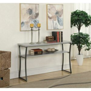 Convenience Concepts X-Calibur Console Table with Shelf, Faux Birch/Slate Gray