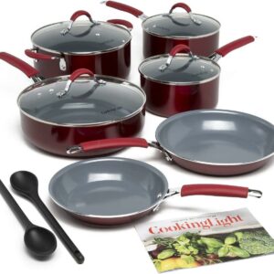 Cooking Light Allure 12 Piece Non-Stick Ceramic Cookware Set, Red